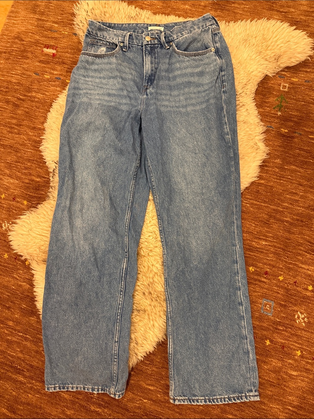 Good American Light Blue Straight-Leg Jeans